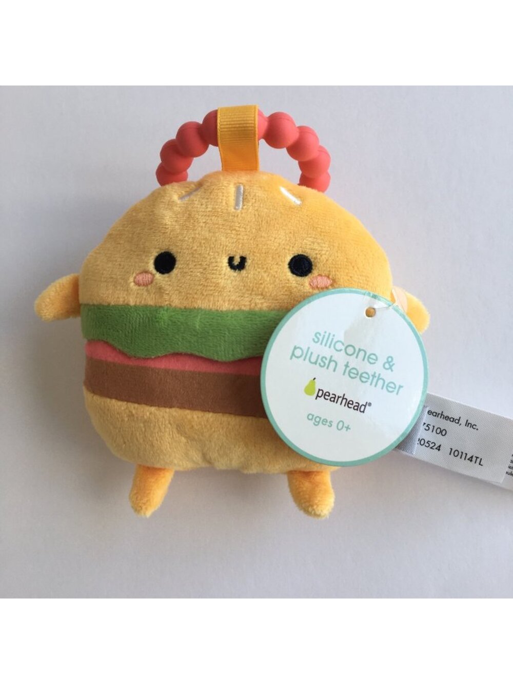 NWT Pearhead Silicone and Plush Teether Ages 0+ Kawaii Hamburger